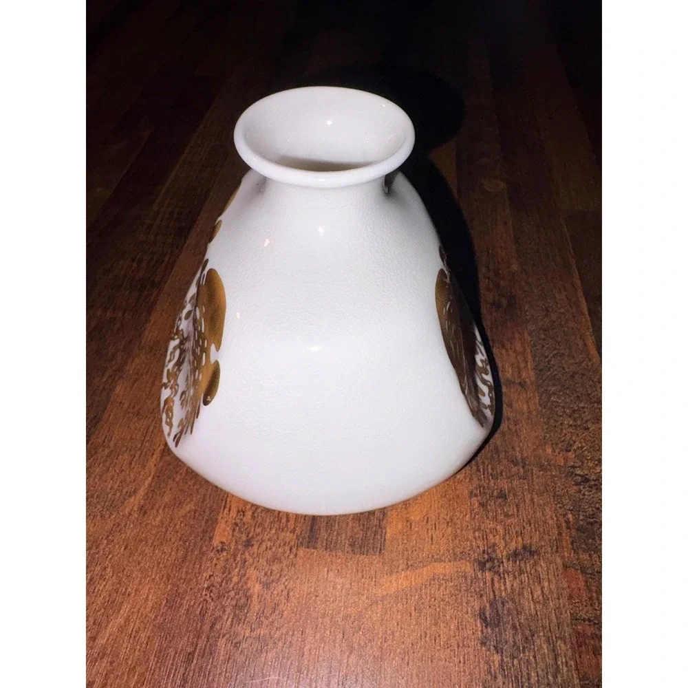 Highland Fine Bone China Scotland Bud Vase Gold Tree of Life White Crackle Glaze